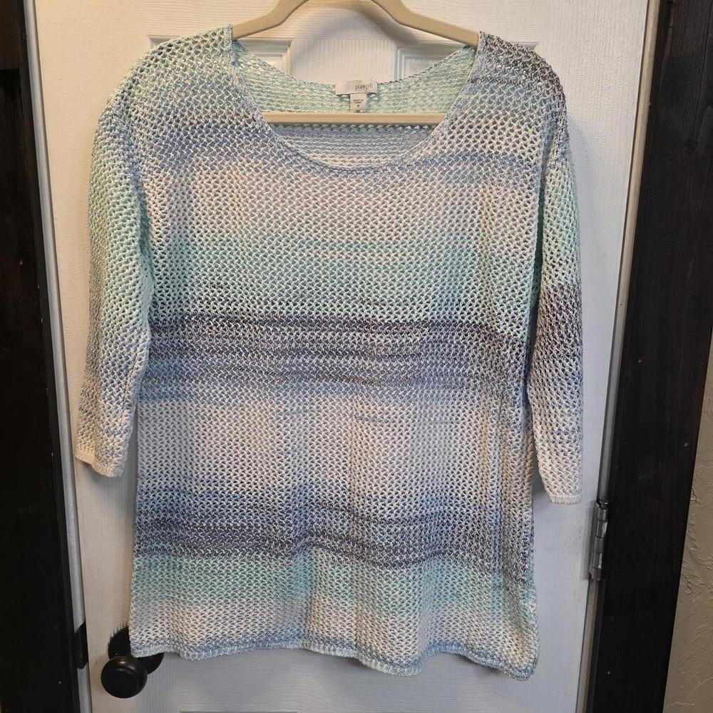 Pure Jill Women's Cotton Open Knit Sweater- Medium